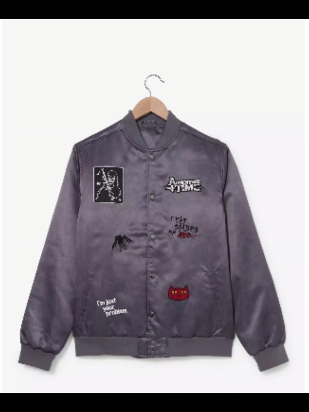 BoxLunch Adventure Time Marceline Satin Bomber Jacket - Gray